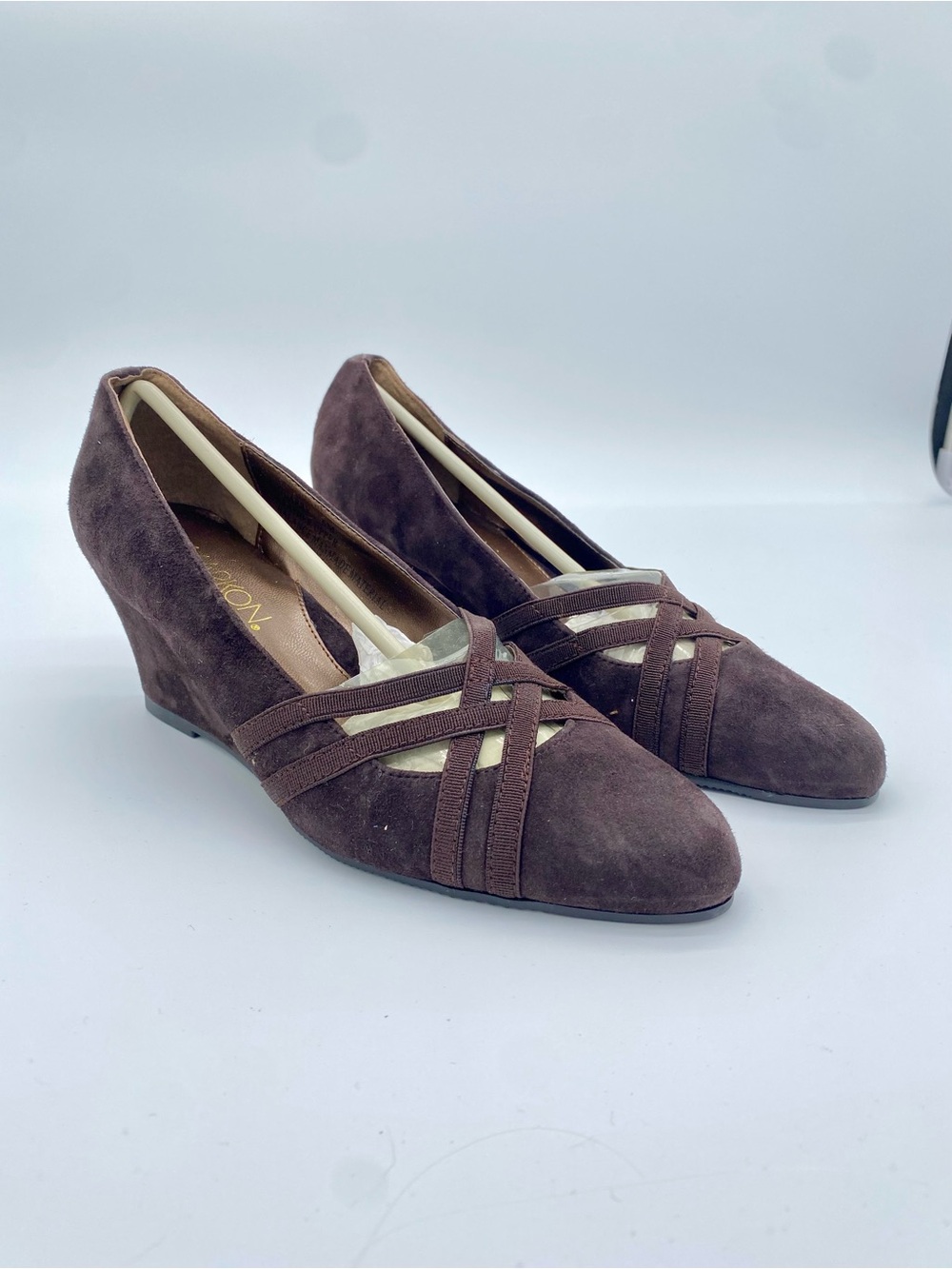 Vintage Deadstock Brown Suede Wedge Heels